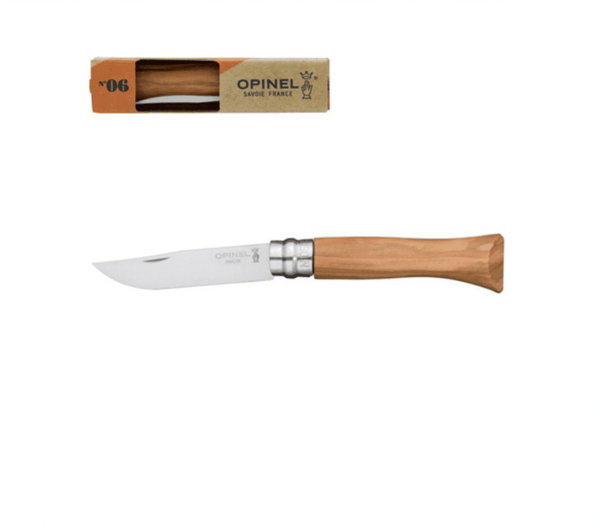 Opinel N°8 vikkniv med olivfärgat handtag och rostfritt stålblad