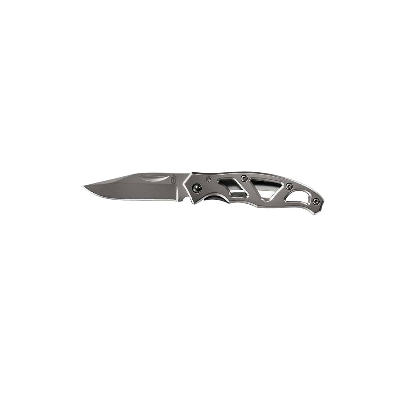 Gerber Paraframe Mini Stainless liten fällkniv med silverfärgad öppen ram
