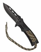 Mil-Tec outdoor-kniv med integrerad brandstarter och paracord på parerstången
