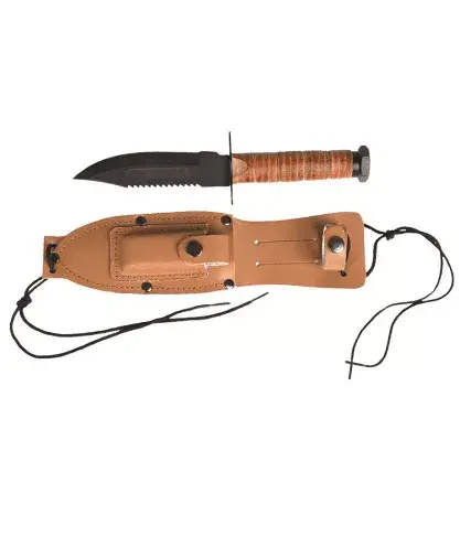 Mil-Tec US Pilot Survival Knife USAF med kolstålblad och läderhandtag