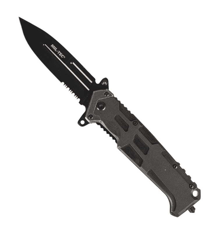 Mil-Tec Outdoor Assault Knife med svart 440-stålblad och fiberglasförstärkt plastskaft