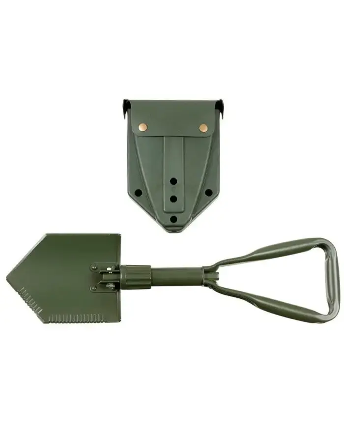 MFH US hopfällbar spade i oliv – militärspade med ALICE-klips och fodral