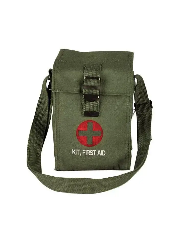 Rothco Platoon Leader första hjälpen-kit i olivgrön canvasväska med axelrem